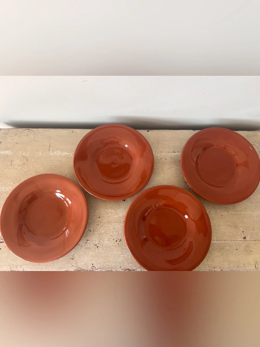 Pottery Barn Terracotta Orange Ceramic Salad/Dessert Plates - Set of 4